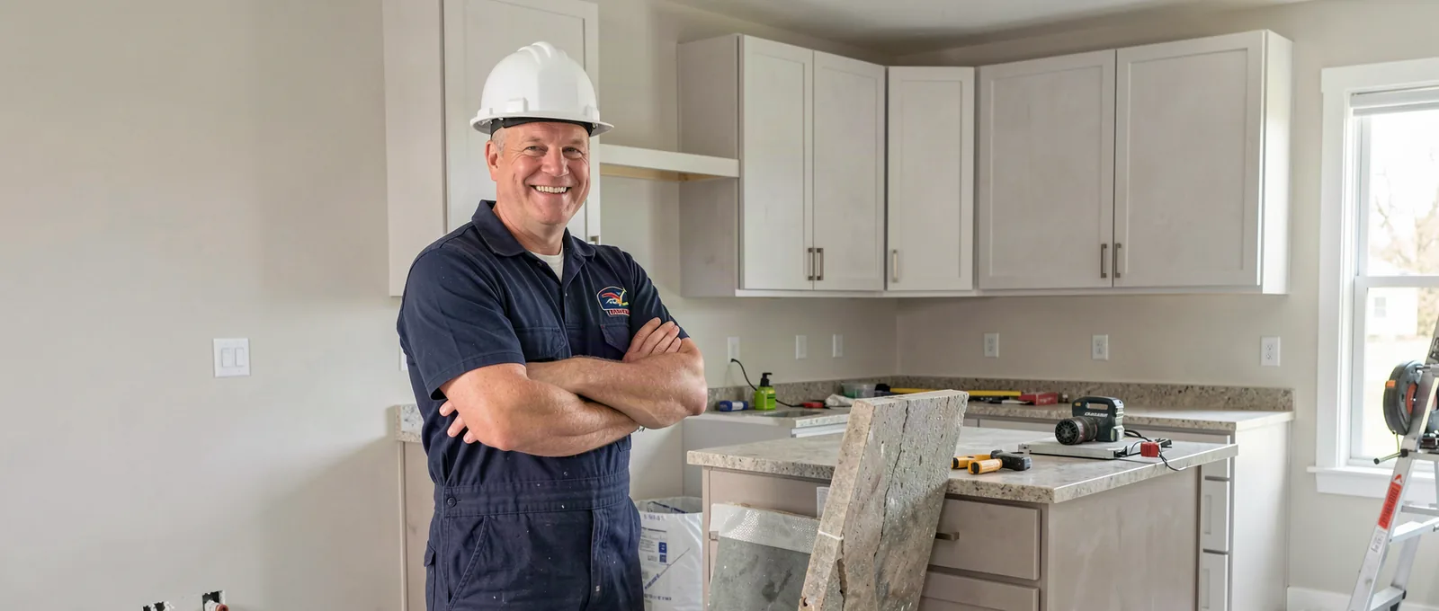 Kitchen remodel contractor on a job site in Naperville, IL