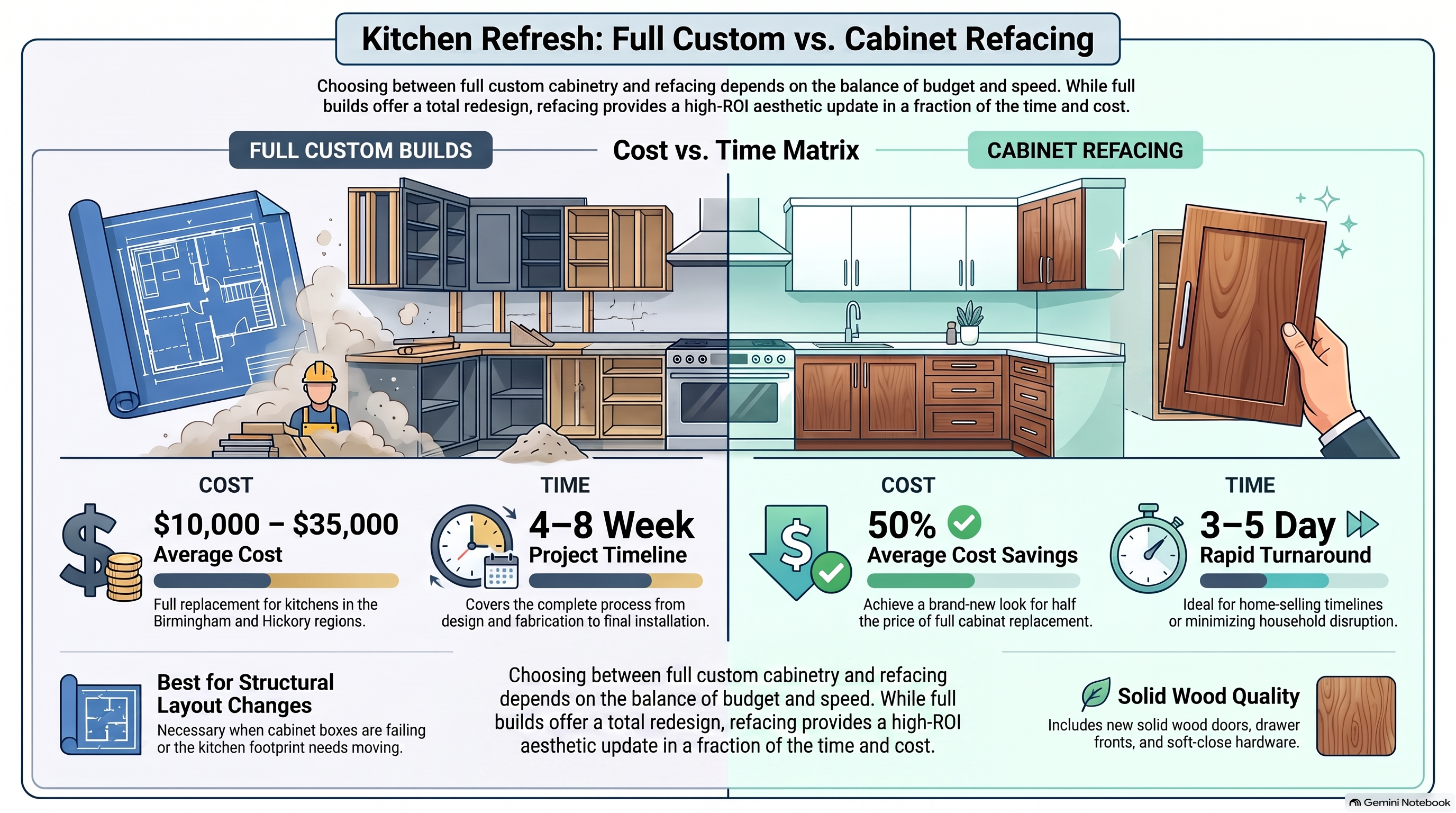 Kitchen Custom Vs. Refacing Comparison
